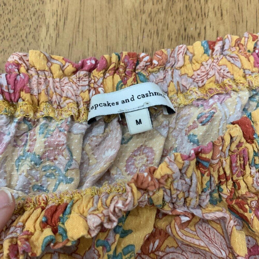 Cupcakes and Cashmere Womens Sz M Peasant Blouse Fall Floral Cottagecore Boho​​ - Picture 2 of 7